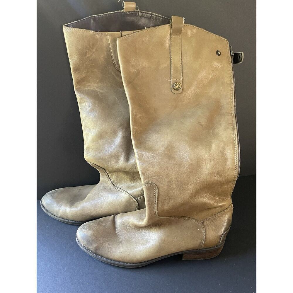 Sam Edelman Knee High Equestrian Boots Sz 8.5 Brown Leather Tall Riding Western